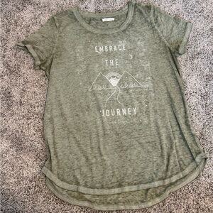 Maurices distressed green 'Embrace The Journey' Graphic Tee size Large